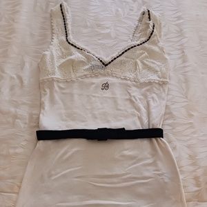 BLUMARINE CREAM COTTON AND LACE TOP SIZE S